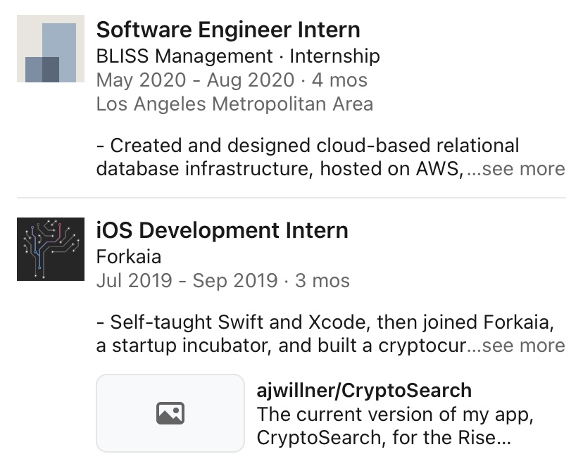 Alumni LinkedIn profile 5